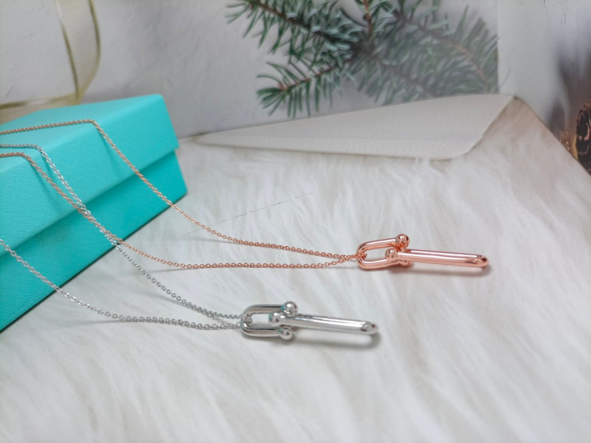[Hyrra Jewelry]HARDWEAR DROP DOUBLE LINK PEDANT NECKLACE