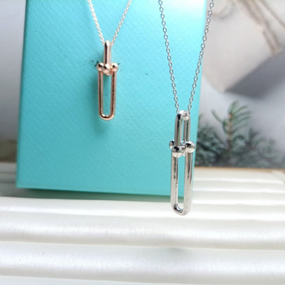 [Hyrra Jewelry]HARDWEAR DROP DOUBLE LINK PEDANT NECKLACE