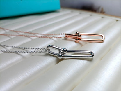 [Hyrra Jewelry]HARDWEAR DROP DOUBLE LINK PEDANT NECKLACE