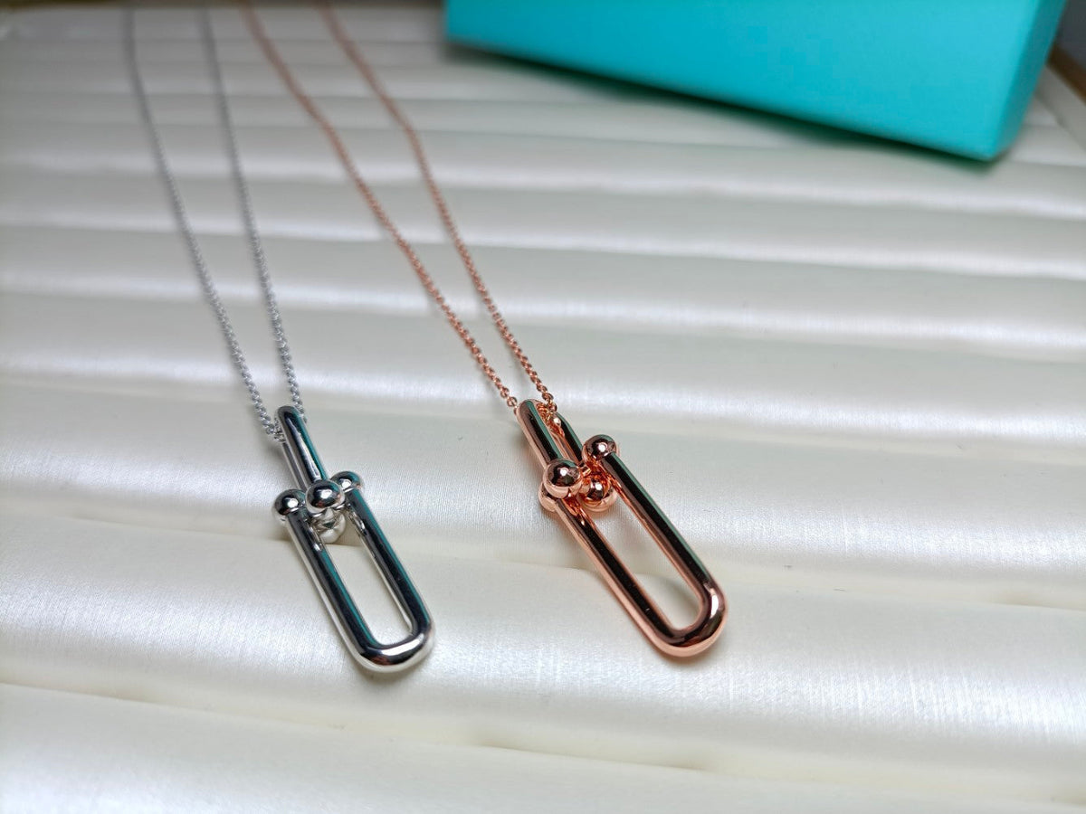 [Hyrra Jewelry]HARDWEAR DROP DOUBLE LINK PEDANT NECKLACE