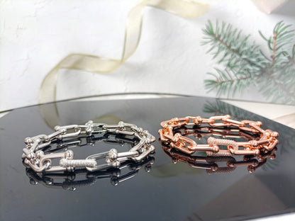 [Hyrra Jewelry]HARDWEAR BRACELET PINK GOLD AND SILVER DIAMOND