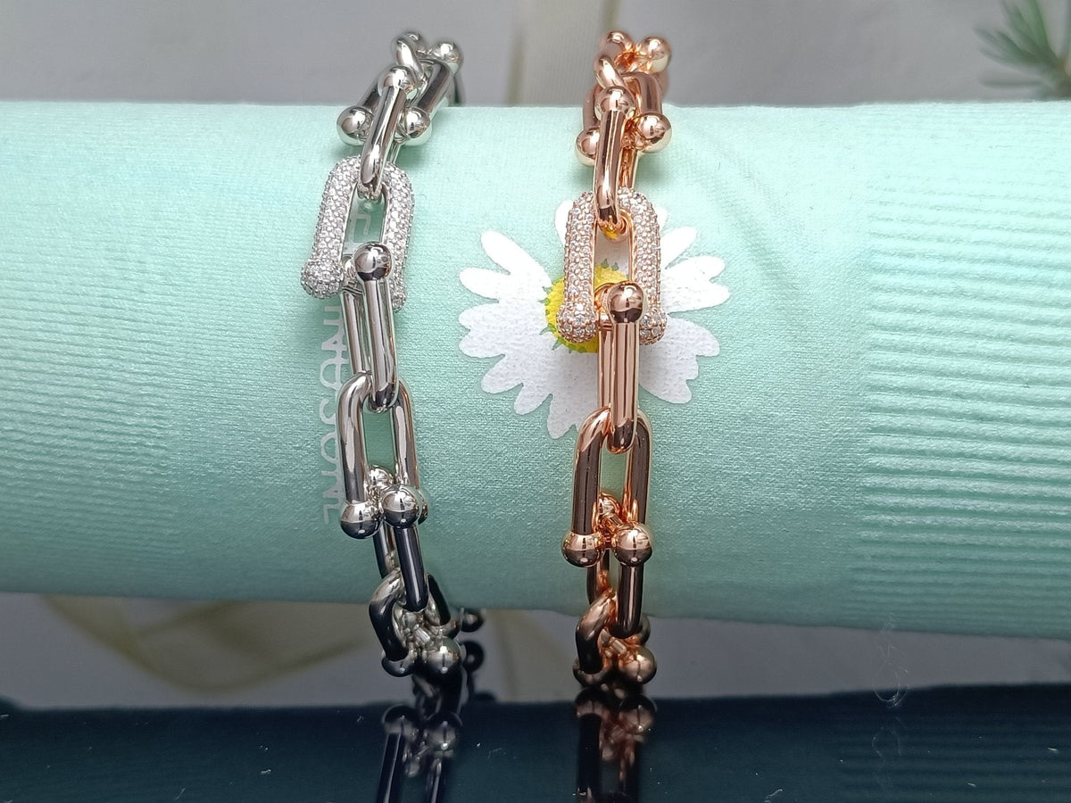 [Hyrra Jewelry]HARDWEAR BRACELET PINK GOLD AND SILVER DIAMOND