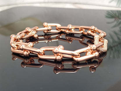 [Hyrra Jewelry]HARDWEAR BRACELET PINK GOLD AND SILVER DIAMOND