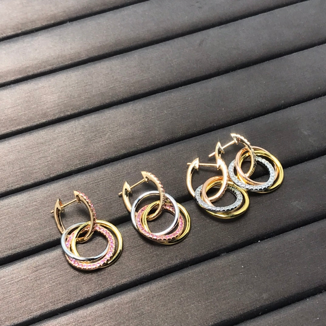 [Hyrra Jewelry]TRINITY EARRINGS GOLD DIAMOND