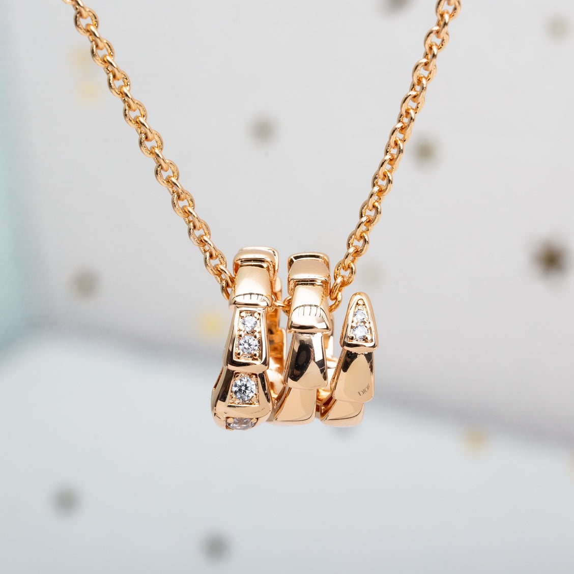 [⭐Hyrra Jewelry]SERPENTI PINK GOLD NECKLACE DIAMOND