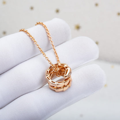 [⭐Hyrra Jewelry]SERPENTI PINK GOLD NECKLACE DIAMOND