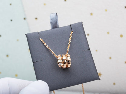 [⭐Hyrra Jewelry]SERPENTI PINK GOLD NECKLACE DIAMOND