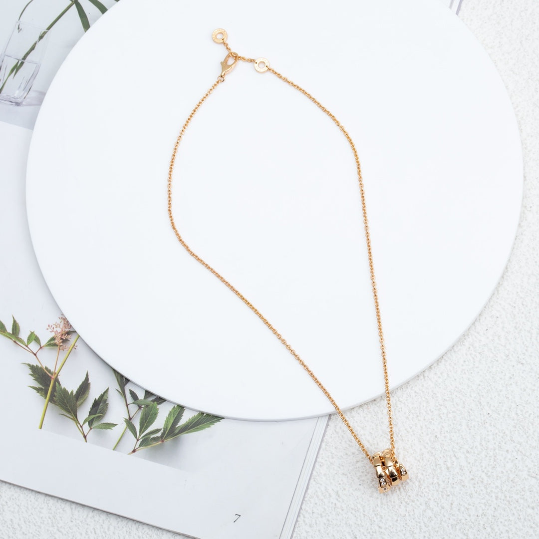 [⭐Hyrra Jewelry]SERPENTI PINK GOLD NECKLACE DIAMOND