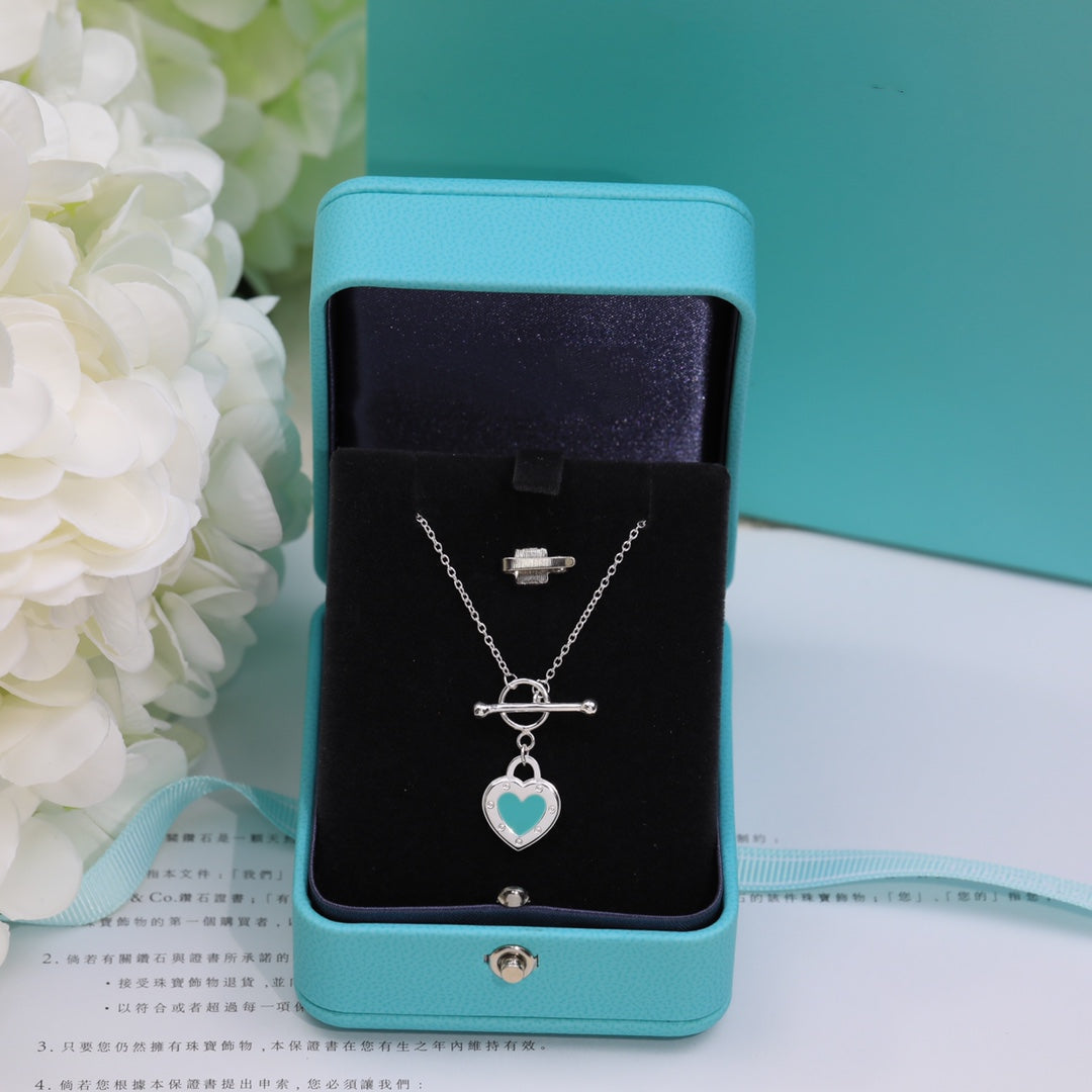 [Hyrra Jewelry]DOUBLE HEART BLUE NECKLACE