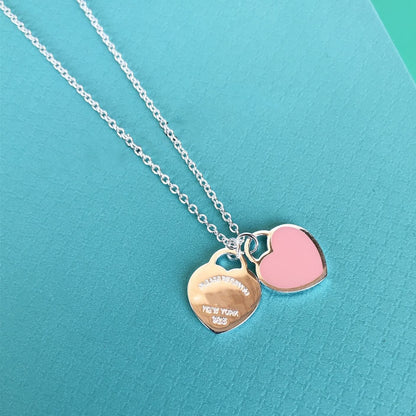 [Hyrra Jewelry]DOUBLE HEART PEDANT SILVER NECKLACE