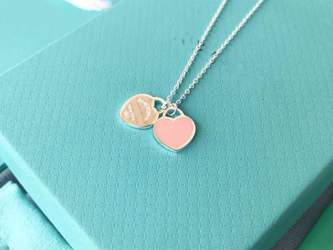 [Hyrra Jewelry]DOUBLE HEART PEDANT SILVER NECKLACE