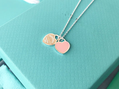[Hyrra Jewelry]DOUBLE HEART PEDANT SILVER NECKLACE