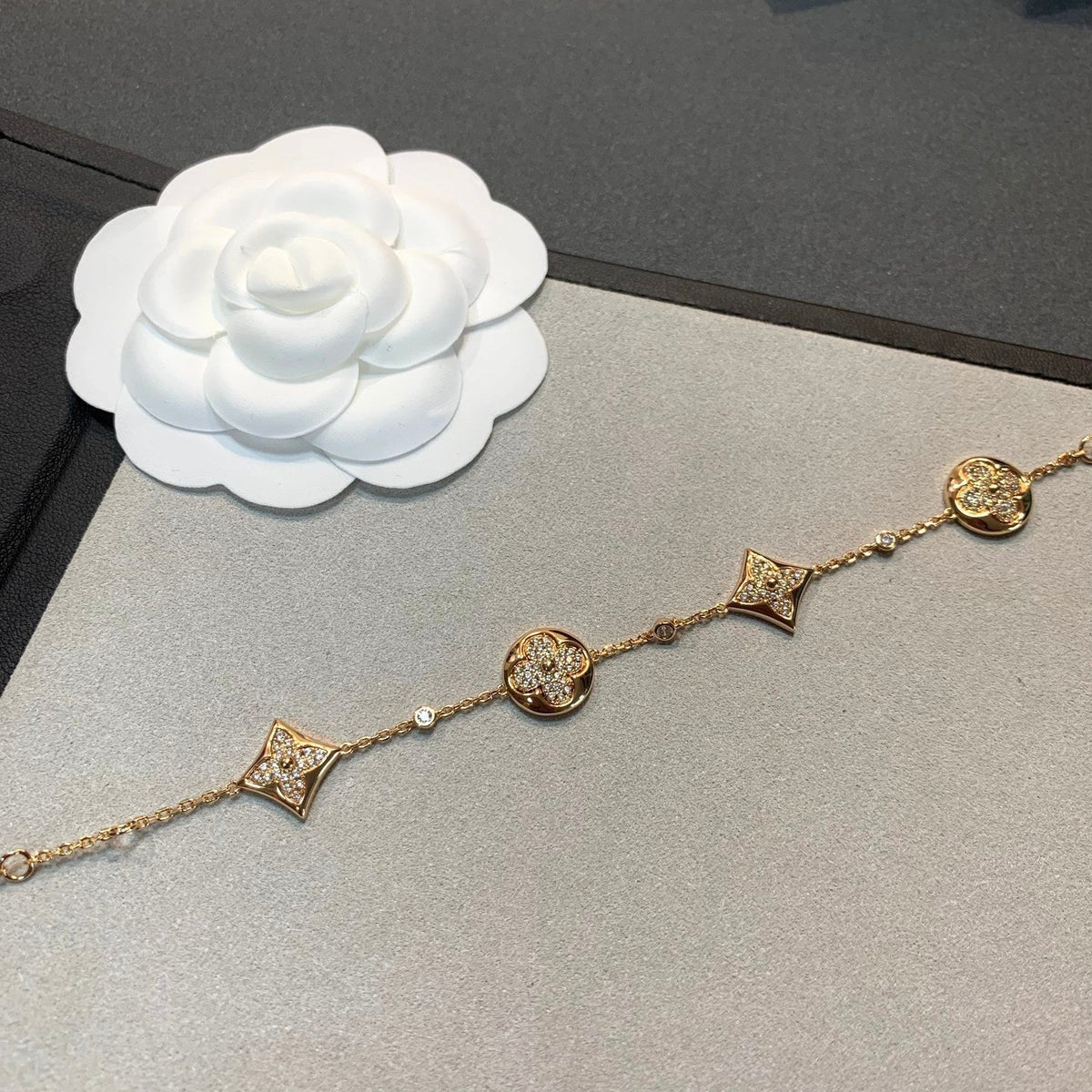 [⭐Hyrra Jewelry]STAR AND SUN 4 MOTIFS GOLD DIAMONDS BRACELET