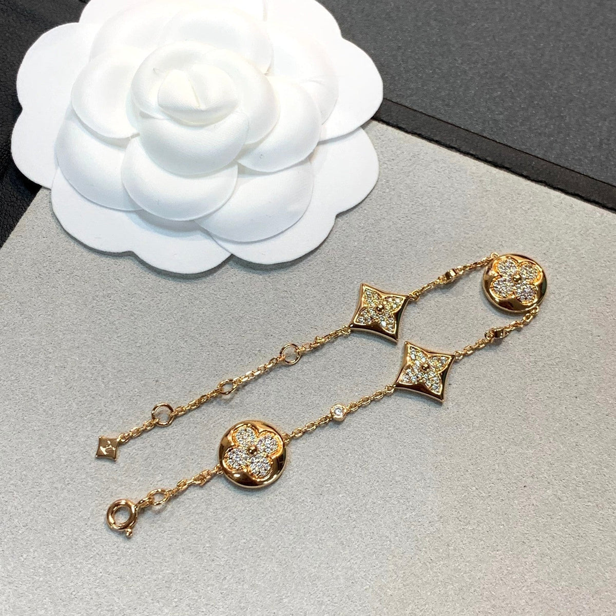 [⭐Hyrra Jewelry]STAR AND SUN 4 MOTIFS GOLD DIAMONDS BRACELET