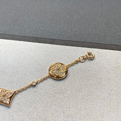[⭐Hyrra Jewelry]STAR AND SUN 4 MOTIFS GOLD DIAMONDS BRACELET