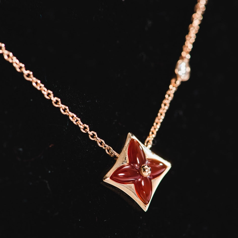 [⭐Hyrra Jewelry]STAR NECKLACE PINK GOLD 1 DIAMOND