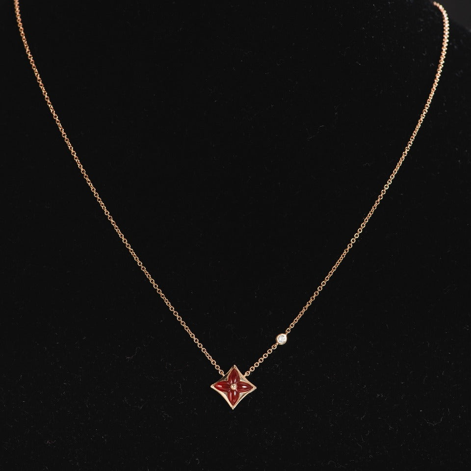 [⭐Hyrra Jewelry]STAR NECKLACE PINK GOLD 1 DIAMOND
