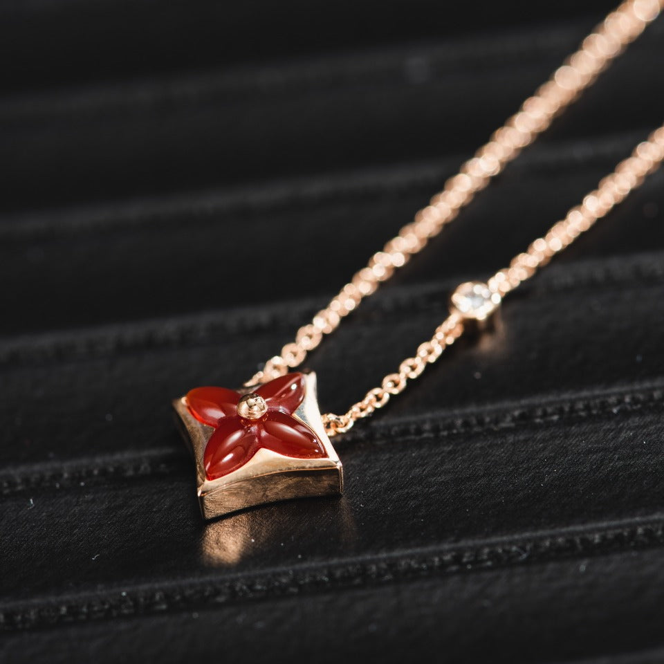 [⭐Hyrra Jewelry]STAR NECKLACE PINK GOLD 1 DIAMOND