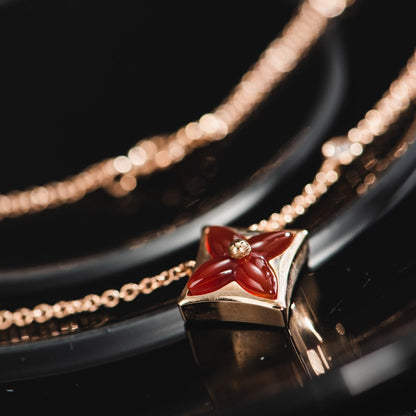 [⭐Hyrra Jewelry]STAR NECKLACE PINK GOLD 1 DIAMOND