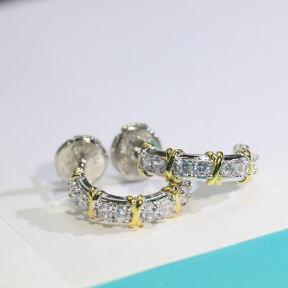 [Hyrra Jewelry]TWENTY STONE HOOP GOLD EARRINGS