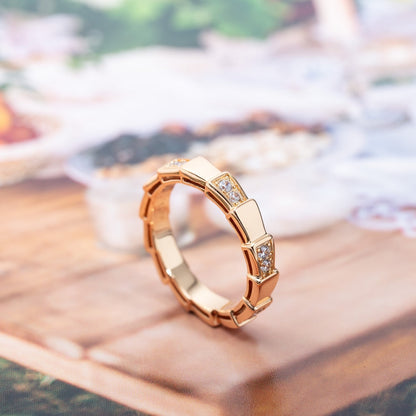 [⭐Hyrra Jewelry]SERPENTI RING PINK GOLD  3MM