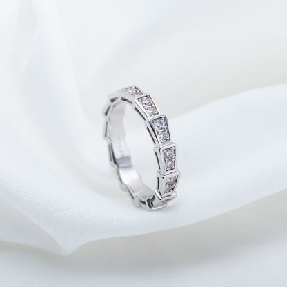 [⭐Hyrra Jewelry]SERPENTI RING SILVER DIAMOND PAVED 3MM
