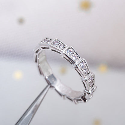[⭐Hyrra Jewelry]SERPENTI RING SILVER DIAMOND PAVED 3MM