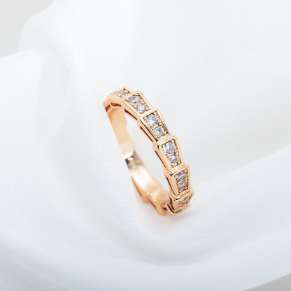 [⭐Hyrra Jewelry]SERPENTI RING PINK GOLD DIAMOND PAVED 3MM