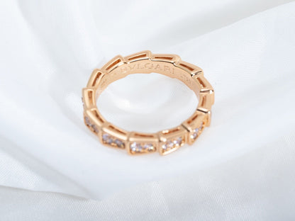 [⭐Hyrra Jewelry]SERPENTI RING PINK GOLD DIAMOND PAVED 3MM