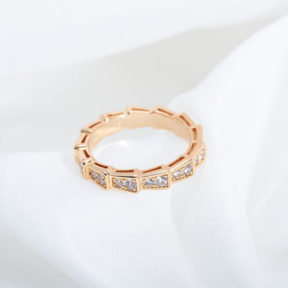 [⭐Hyrra Jewelry]SERPENTI RING PINK GOLD DIAMOND PAVED 3MM