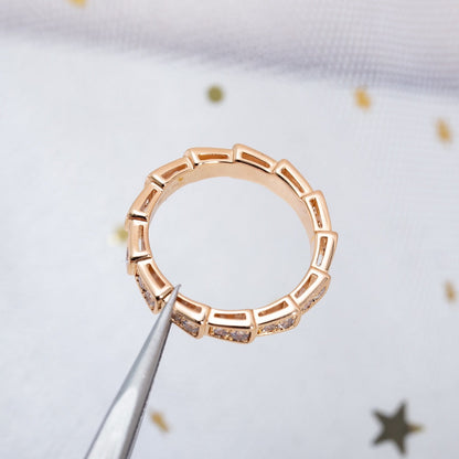[⭐Hyrra Jewelry]SERPENTI RING PINK GOLD DIAMOND PAVED 3MM