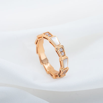 [⭐Hyrra Jewelry]SERPENTI RING PINK GOLD DIAMOND MOP 3MM