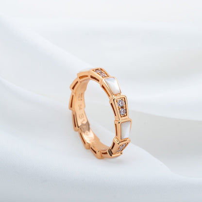 [⭐Hyrra Jewelry]SERPENTI RING PINK GOLD DIAMOND MOP 3MM