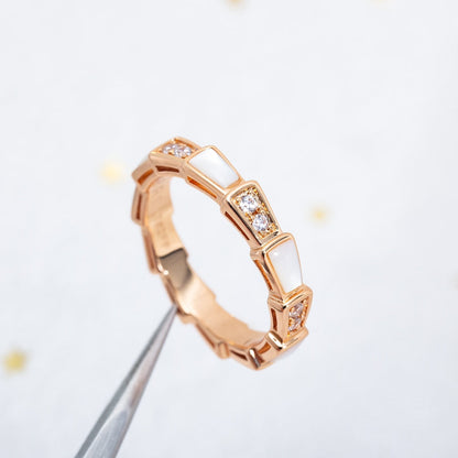 [⭐Hyrra Jewelry]SERPENTI RING PINK GOLD DIAMOND MOP 3MM
