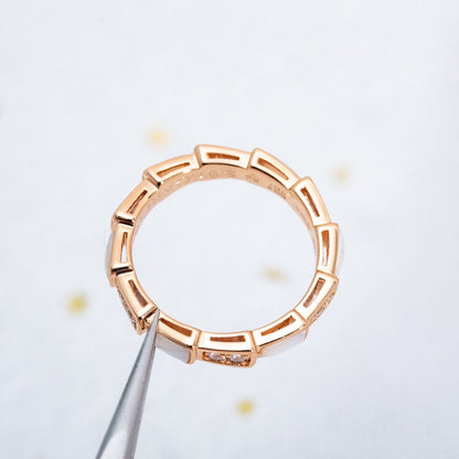 [⭐Hyrra Jewelry]SERPENTI RING PINK GOLD DIAMOND MOP 3MM