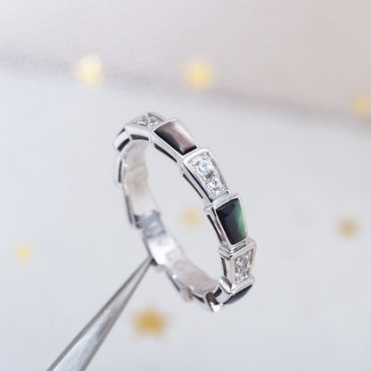 [⭐Hyrra Jewelry]SERPENTI RING SILVER  DIAMOND BLACK MOP 3MM