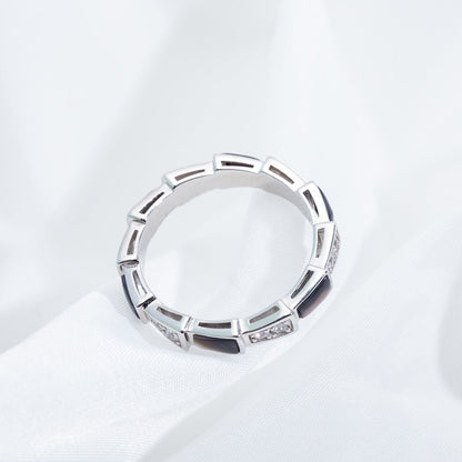 [⭐Hyrra Jewelry]SERPENTI RING SILVER  DIAMOND BLACK MOP 3MM