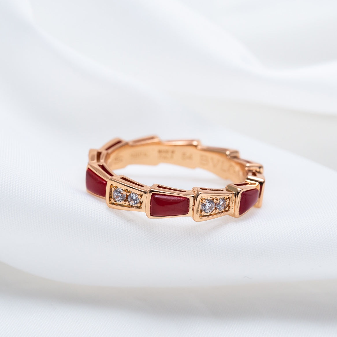 [⭐Hyrra Jewelry]SERPENTI RING PINK GOLD CARNELIAN DIAMOND 3MM