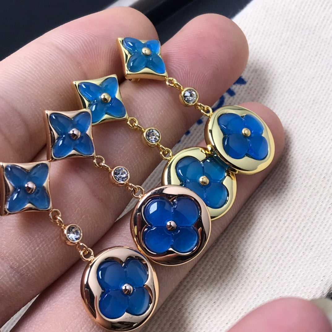 [⭐Hyrra Jewelry]STAR AND SUN AGATE DIAMOND EARRINGS