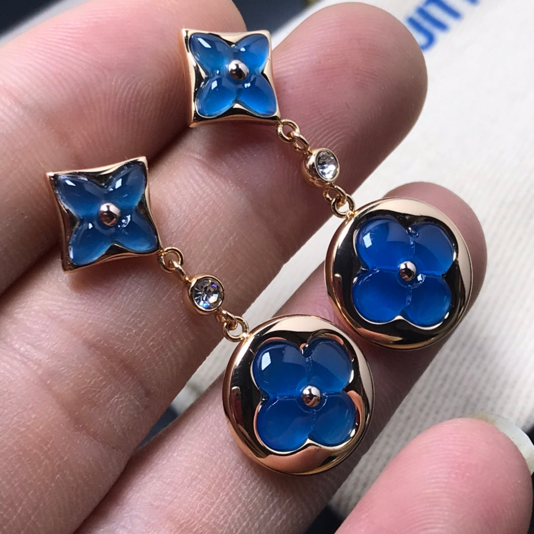 [⭐Hyrra Jewelry]STAR AND SUN AGATE DIAMOND EARRINGS