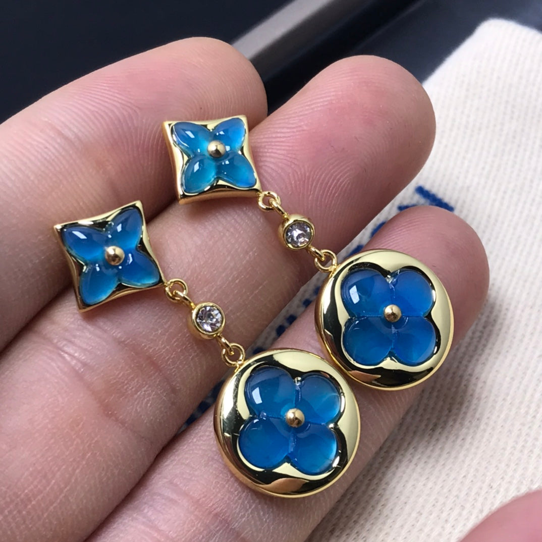 [⭐Hyrra Jewelry]STAR AND SUN AGATE DIAMOND EARRINGS