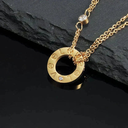 [⭐Hyrra Jewelry]LOVE NECKLACE 16MM 2 DIAMONDS