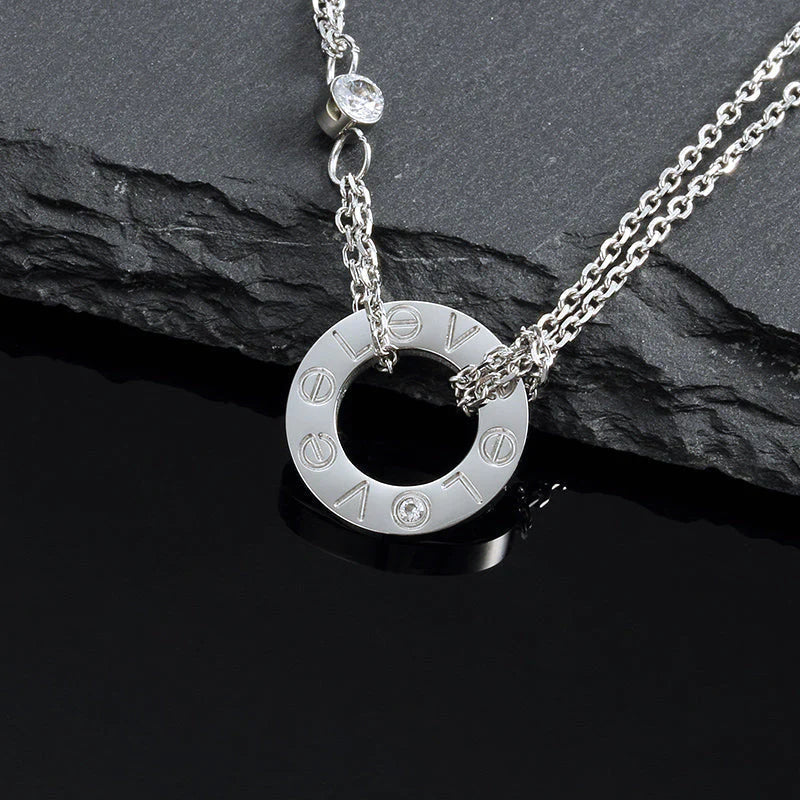 [⭐Hyrra Jewelry]LOVE NECKLACE 16MM 2 DIAMONDS