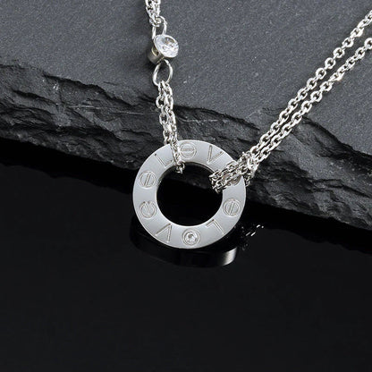 [⭐Hyrra Jewelry]LOVE NECKLACE 16MM 2 DIAMONDS