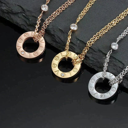 [⭐Hyrra Jewelry]LOVE NECKLACE 16MM 2 DIAMONDS