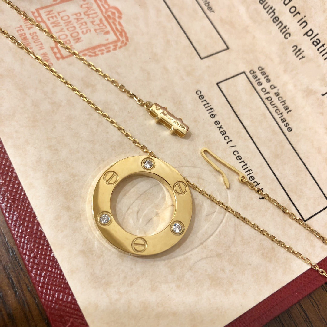 [⭐Hyrra Jewelry]LOVE NECKLACE 16MM 3 DIAMONDS