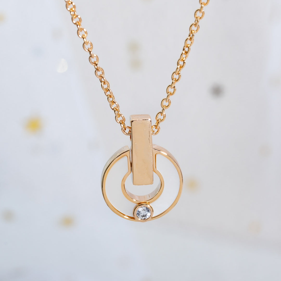 [⭐Hyrra Jewelry]GARI NECKLACE PINK GOLD MOP