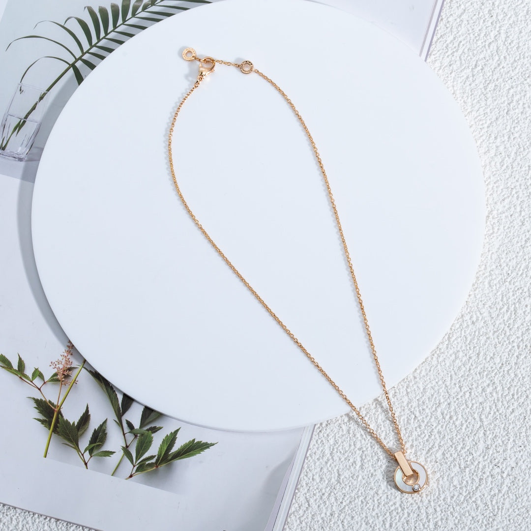 [⭐Hyrra Jewelry]GARI NECKLACE PINK GOLD MOP