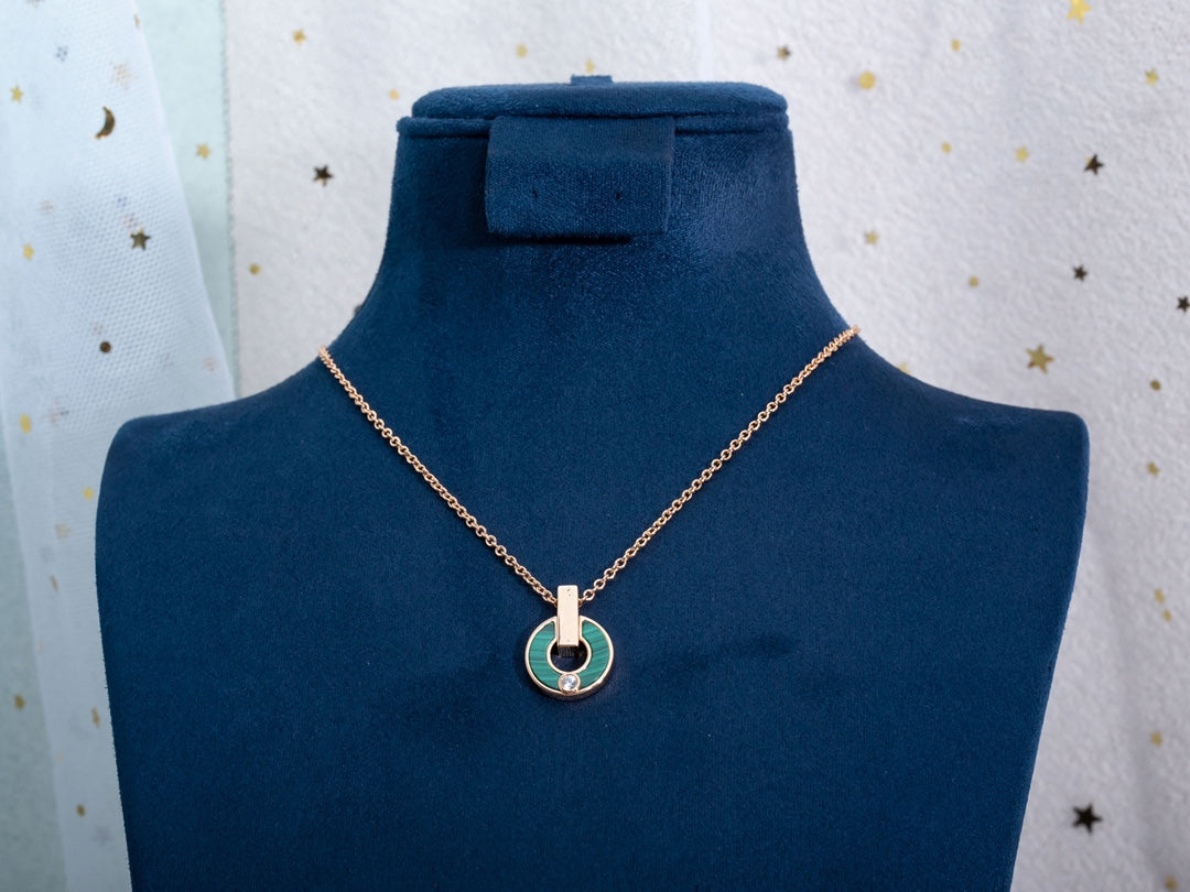 [⭐Hyrra Jewelry]GARI NECKLACE PINK GOLD MALACHITE