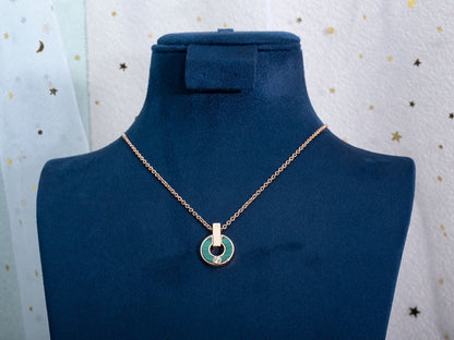 [⭐Hyrra Jewelry]GARI NECKLACE PINK GOLD MALACHITE